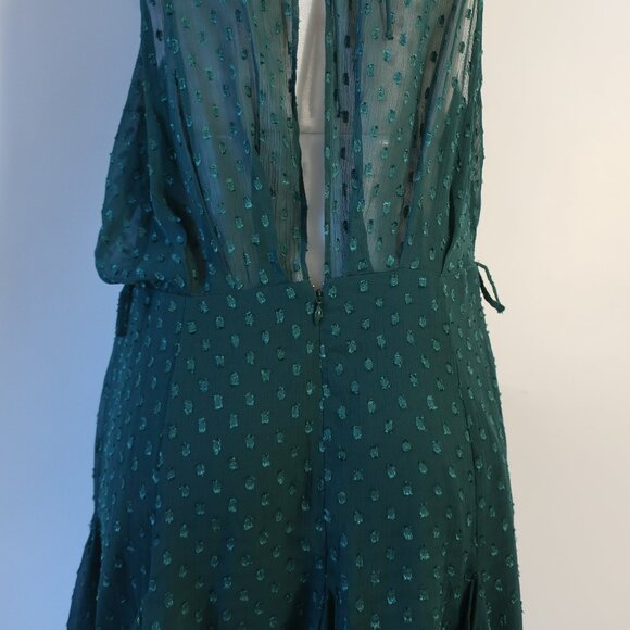NWT Womens Asos Design Green Embroidered Dots Sleeveless Halter Dress 14 - Picture 13 of 16